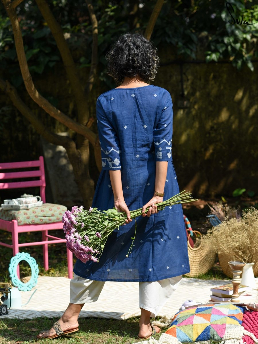 Buy Okhai Kawaii Pure Cotton Mirror Work Embroidered Cotton Handloom Long  Kurta Online – Okhaistore
